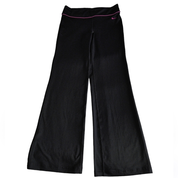 Nike Dry Fit Small Black Pink Pull On Flare Leg Fitness Pant - Picture 1 of 14